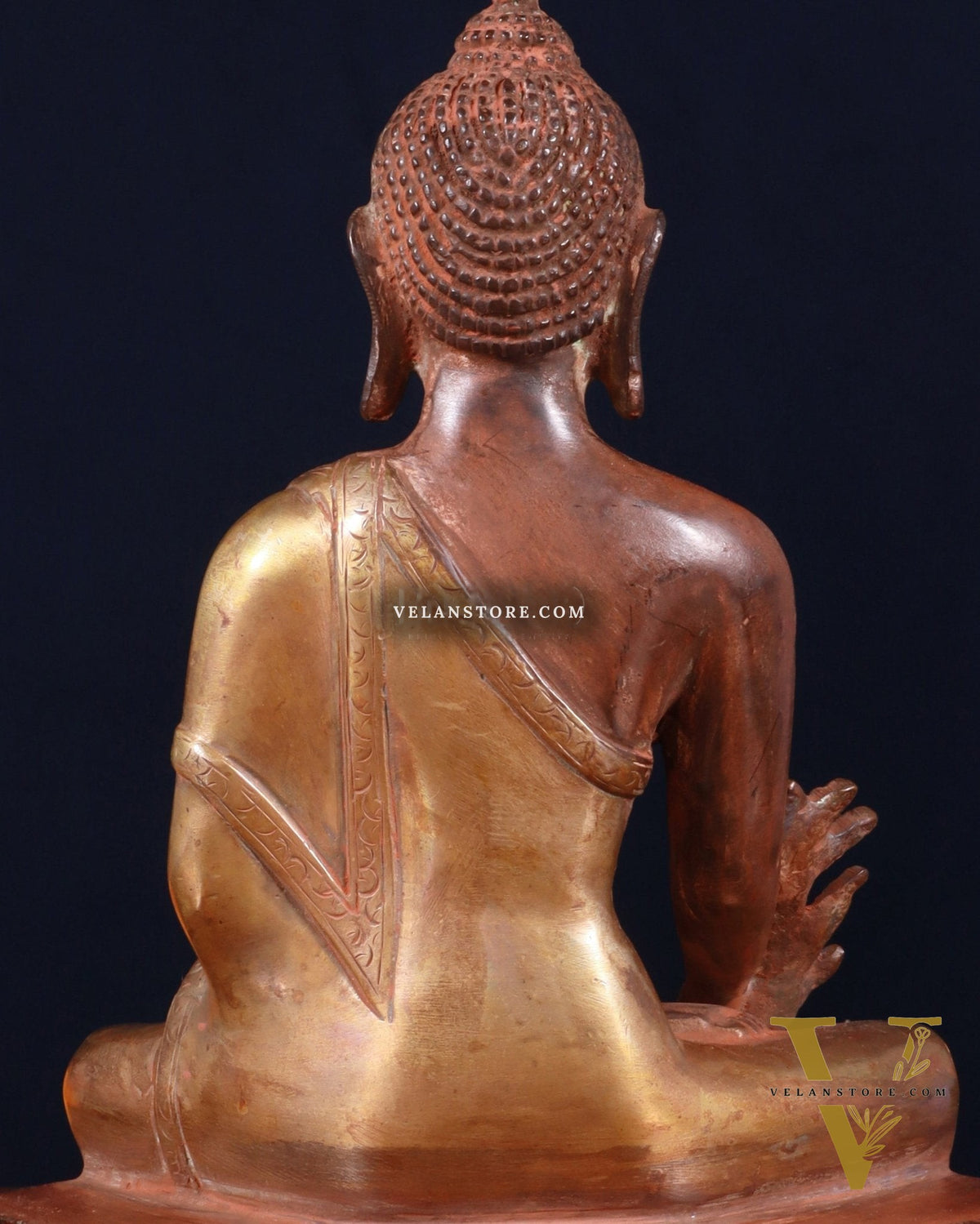 Pure Brass Buddha Statue healing  - 9.5"