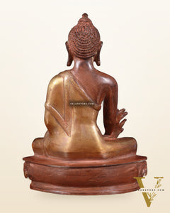 Pure Brass Buddha Statue healing  - 9.5"