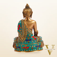 Pure Brass Buddha Statue - Varada Mudra with Medicine Bowl 8 inch