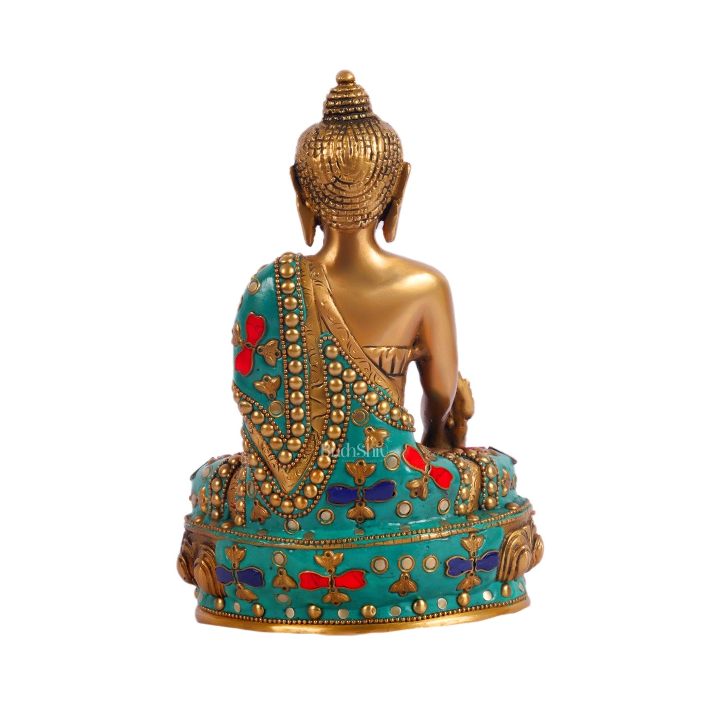 Pure Brass Buddha Statue - Varada Mudra with Medicine Bowl 8 inch