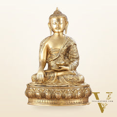 Pure Brass Buddha Statue with Engraved Life Story | 15"