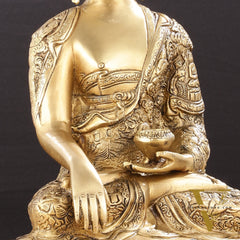 Pure Brass Buddha Statue with Engraved Life Story | 15"