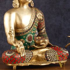 Pure Brass Buddha Statue with Meenakari Work 16 inch