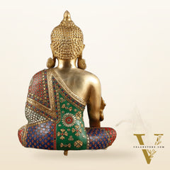 Pure Brass Buddha Statue with Meenakari Work 16 inch