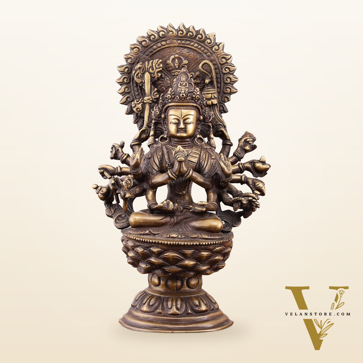 Pure Brass Buddhist Durga Mother of All Buddha's Statue – 11.5