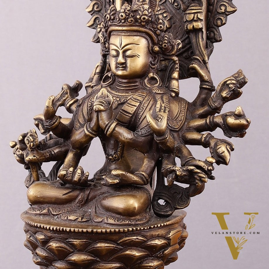 Pure Brass Buddhist Durga Mother of All Buddha's Statue – 11.5