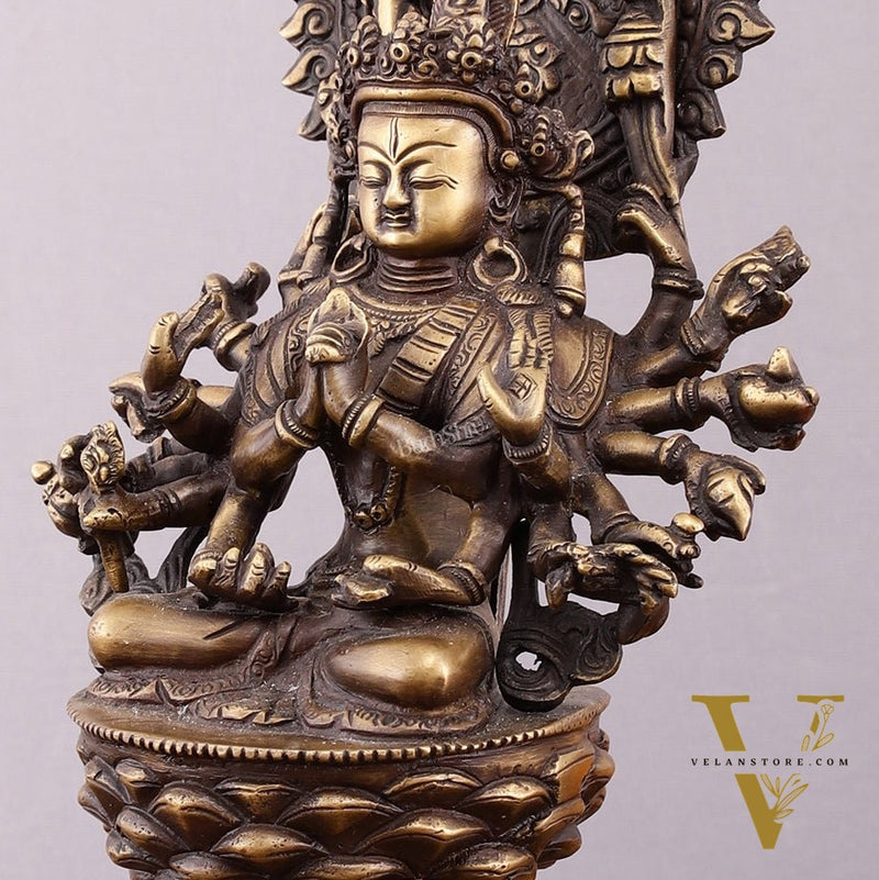 Pure Brass Buddhist Durga Mother of All Buddha's Statue – 11.5