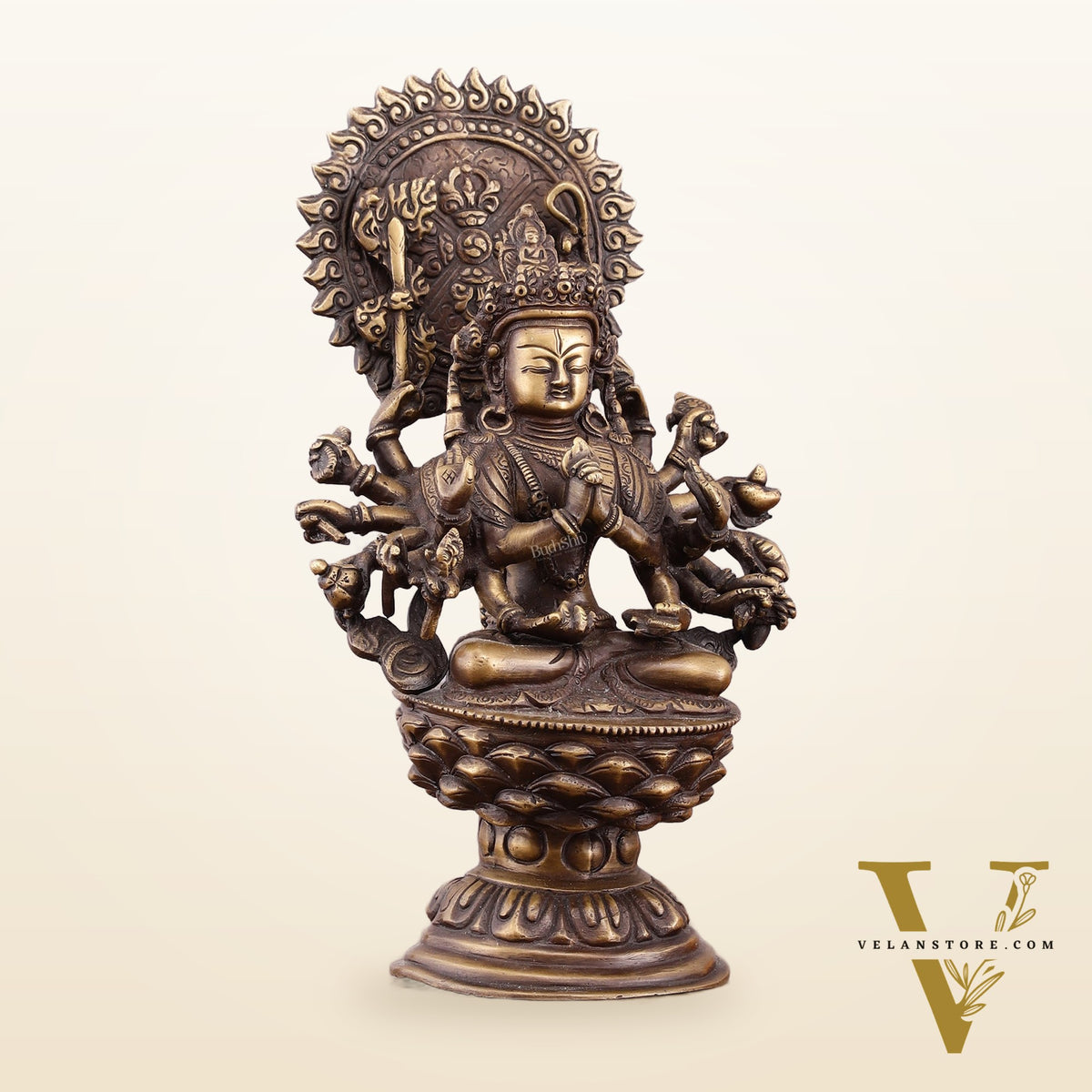 Pure Brass Buddhist Durga Mother of All Buddha's Statue – 11.5