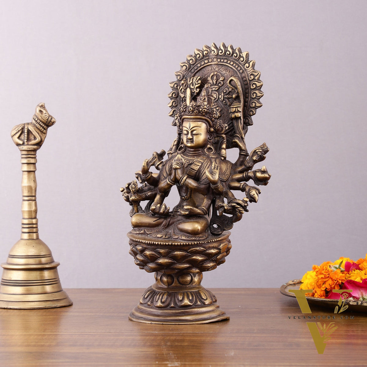 Pure Brass Buddhist Durga Mother of All Buddha's Statue – 11.5
