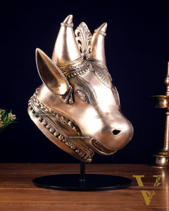 Pure Brass Bull Head Artefact – Table Décor