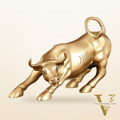 Pure Brass Bull of Wall Street Sculpture - 10.5"
