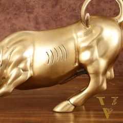 Pure Brass Bull of Wall Street Sculpture - 10.5"