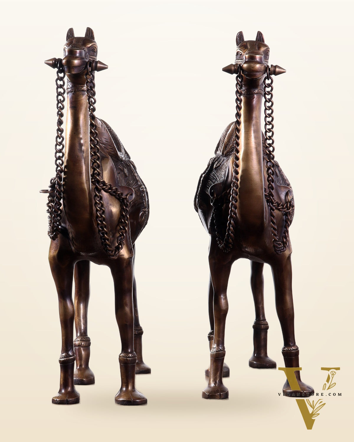 Pure Brass Camel pair Statues | Vastu Showpiece for Home & Office | 17"