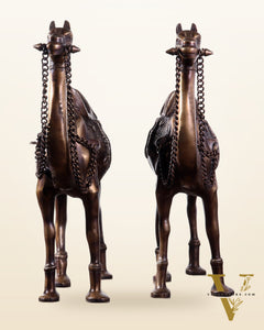 Pure Brass Camel pair Statues | Vastu Showpiece for Home & Office | 17"