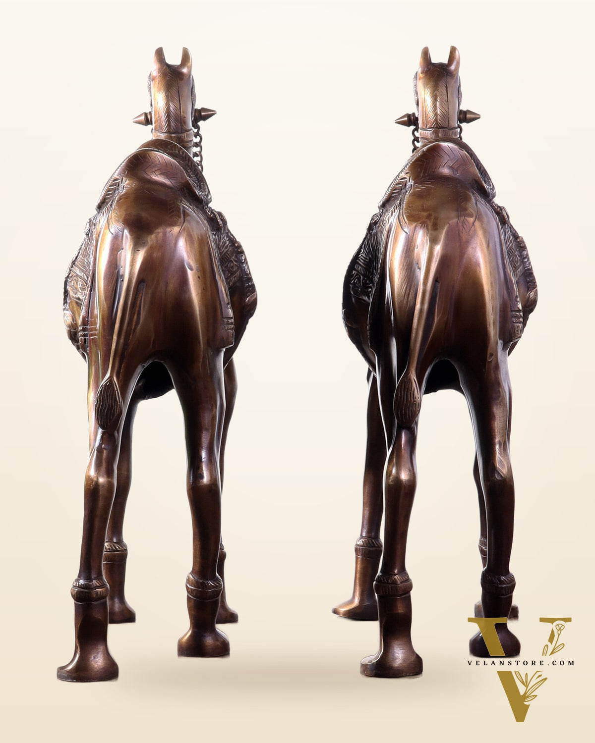 Pure Brass Camel pair Statues | Vastu Showpiece for Home & Office | 17"