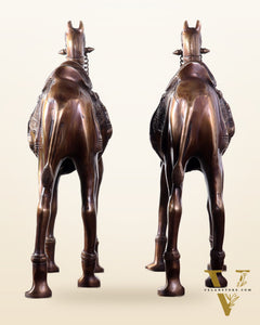 Pure Brass Camel pair Statues | Vastu Showpiece for Home & Office | 17"