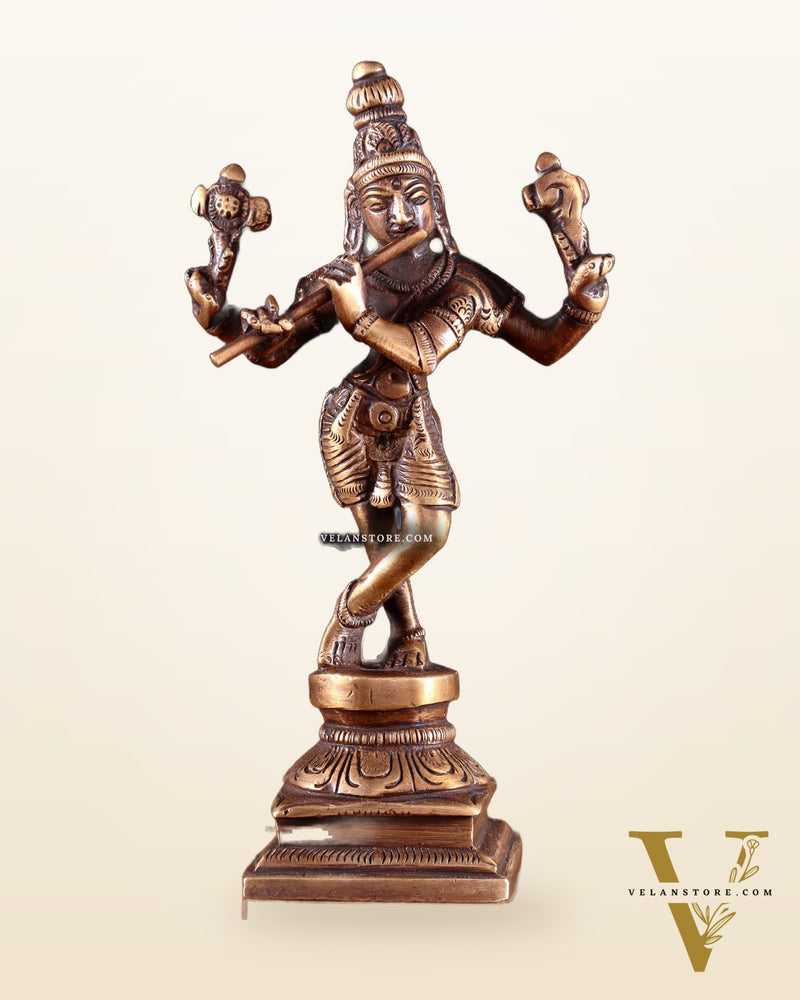 Pure Brass Charbhuja 6(Vishnu Roopam) Idol 6" Antique finish