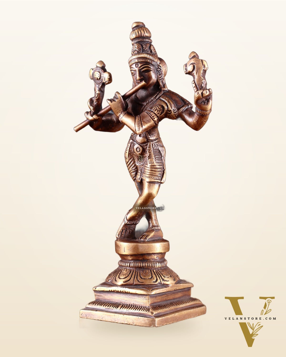 Pure Brass Charbhuja 6(Vishnu Roopam) Idol 6" Antique finish