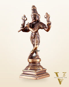 Pure Brass Charbhuja 6(Vishnu Roopam) Idol 6" Antique finish