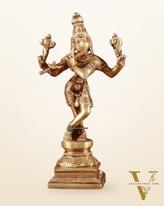 Pure Brass Charbhuja Krishna (Vishnu Roopam) Idol 6"