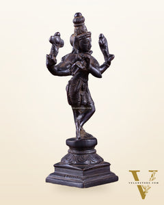 Pure Brass Charbhuja Krishna (Vishnu Roopam) Idol 6"