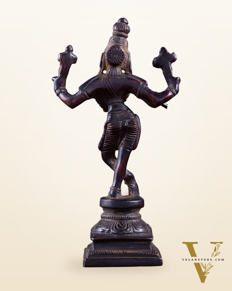 Pure Brass Charbhuja Krishna (Vishnu Roopam) Idol 6"