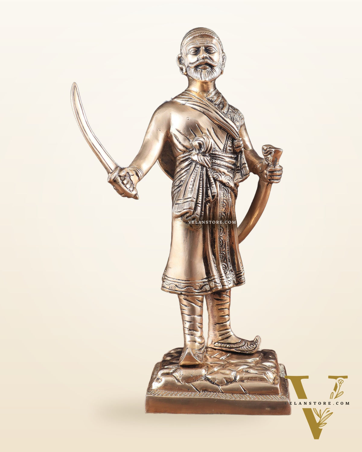 Pure Brass Chhatrapati Shivaji Maharaj Sculpture 12.5"