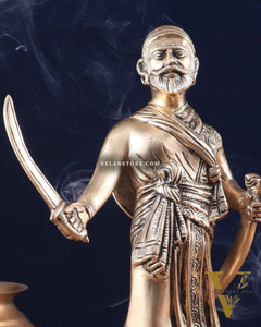 Pure Brass Chhatrapati Shivaji Maharaj Sculpture 12.5"