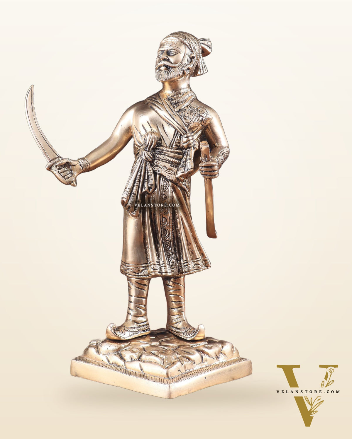 Pure Brass Chhatrapati Shivaji Maharaj Sculpture 12.5"