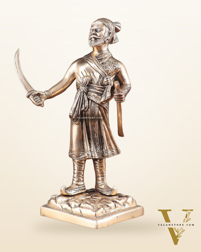 Pure Brass Chhatrapati Shivaji Maharaj Sculpture 12.5"