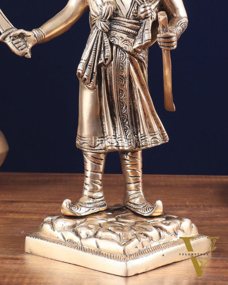 Pure Brass Chhatrapati Shivaji Maharaj Sculpture 12.5"