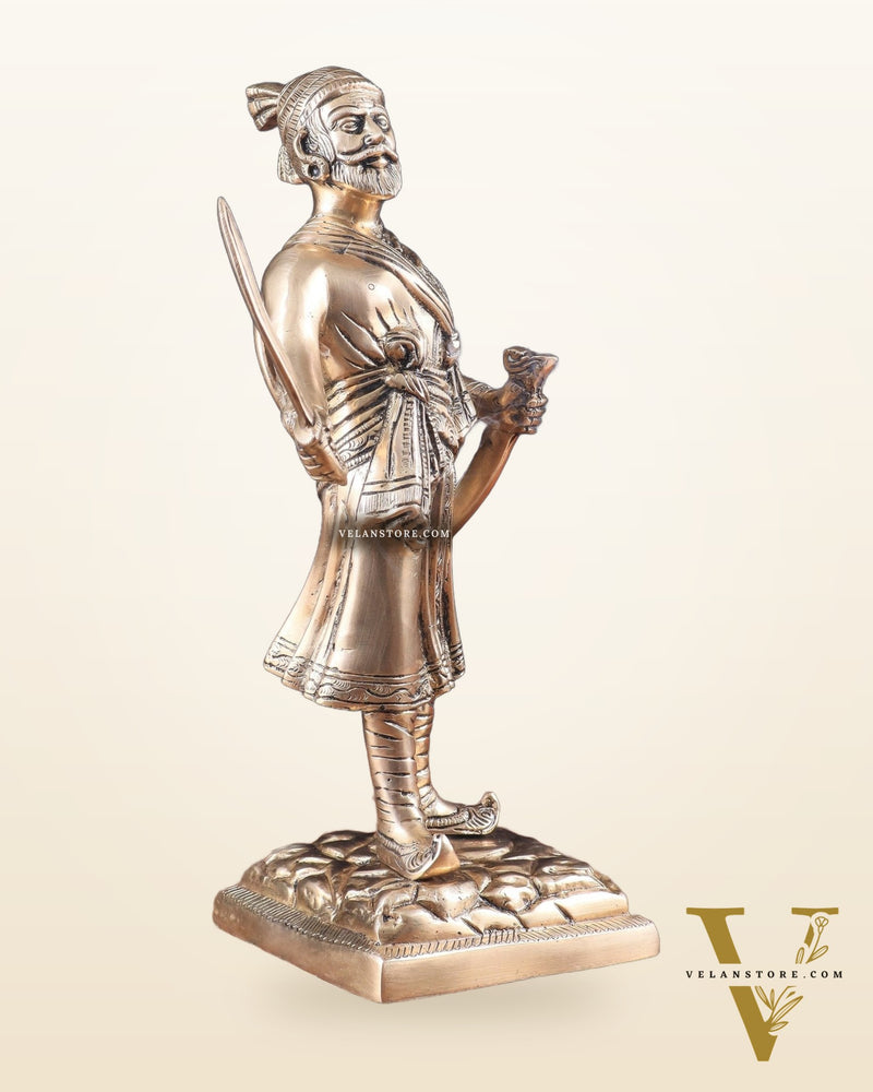Pure Brass Chhatrapati Shivaji Maharaj Sculpture 12.5"