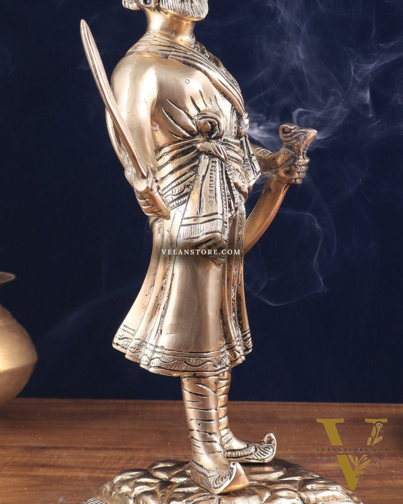 Pure Brass Chhatrapati Shivaji Maharaj Sculpture 12.5"