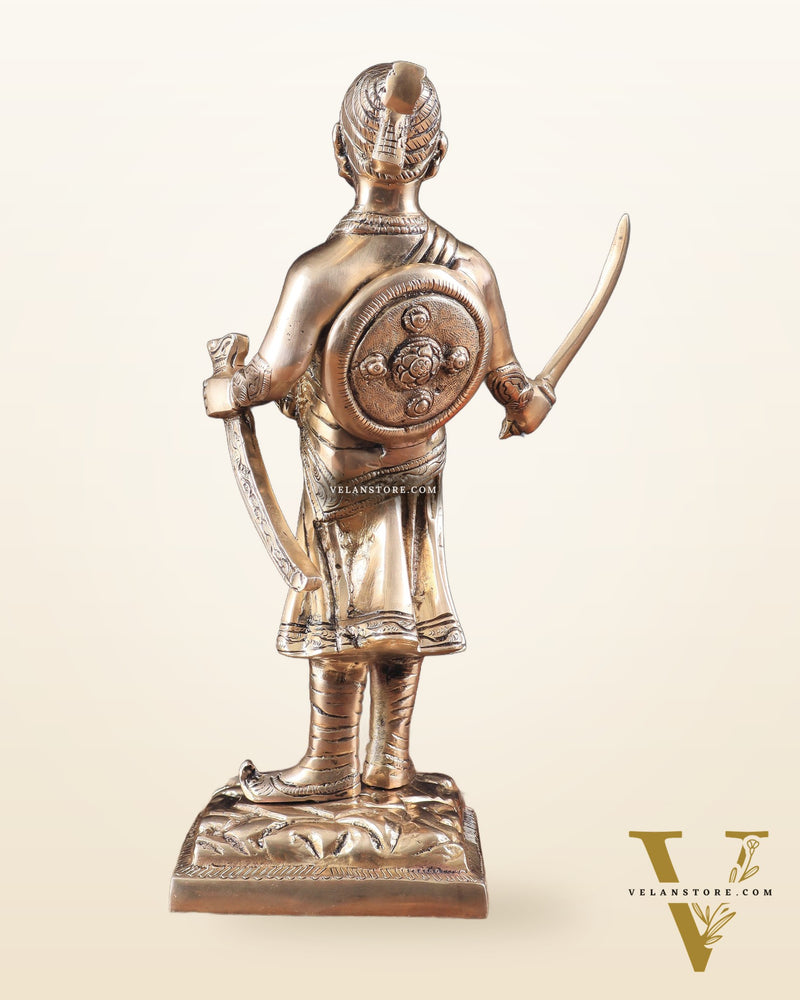 Pure Brass Chhatrapati Shivaji Maharaj Sculpture 12.5"