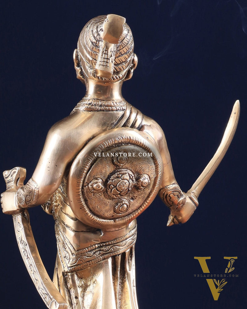 Pure Brass Chhatrapati Shivaji Maharaj Sculpture 12.5"
