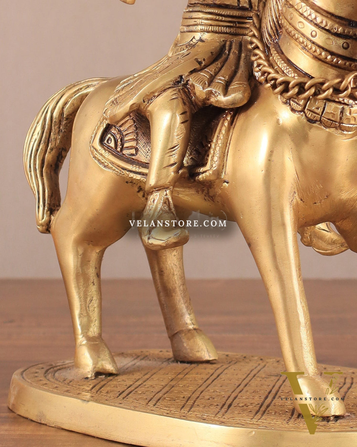 Pure Brass Chhatrapati Shivaji Maharaj Sitting on Horse Statue - 10.5" Height