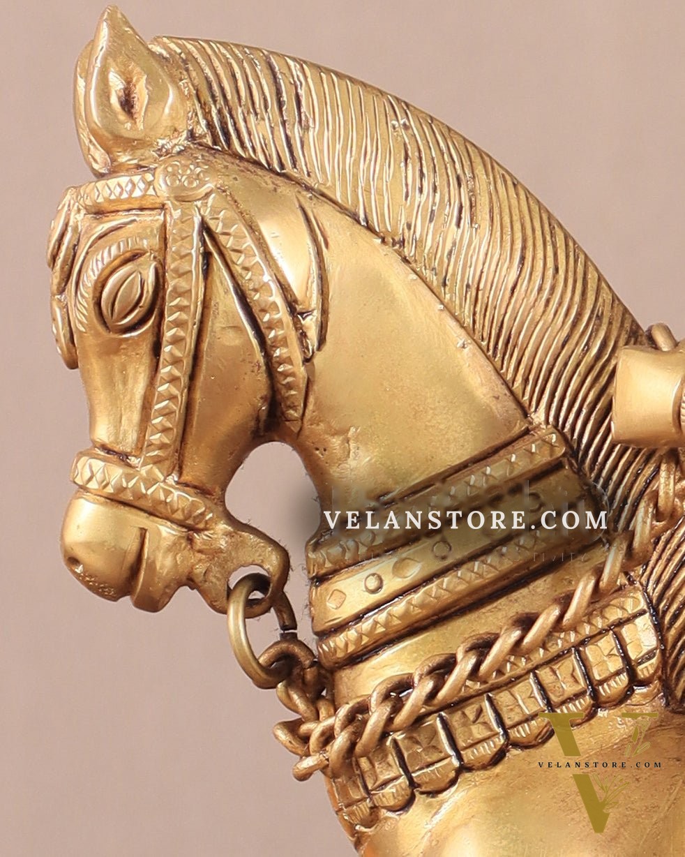 Pure Brass Chhatrapati Shivaji Maharaj Sitting on Horse Statue - 10.5" Height