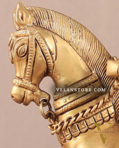 Pure Brass Chhatrapati Shivaji Maharaj Sitting on Horse Statue - 10.5" Height