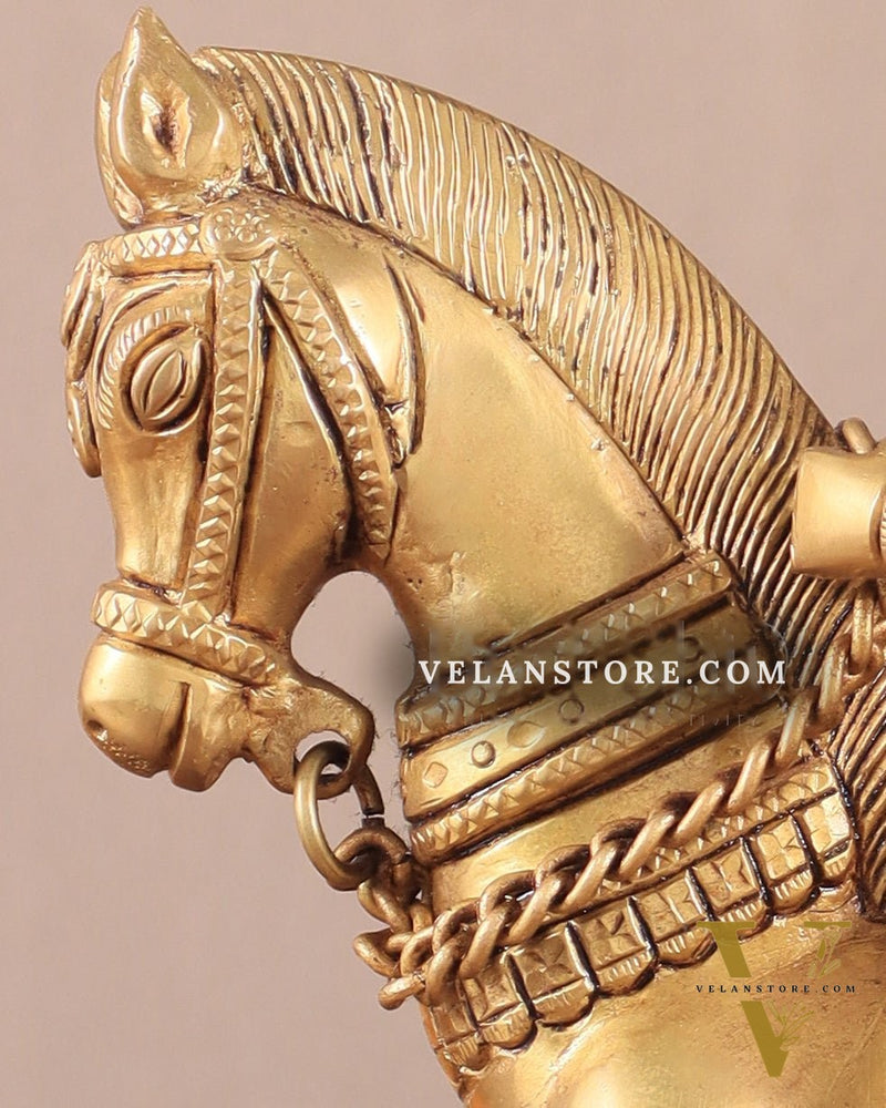 Pure Brass Chhatrapati Shivaji Maharaj Sitting on Horse Statue - 10.5" Height