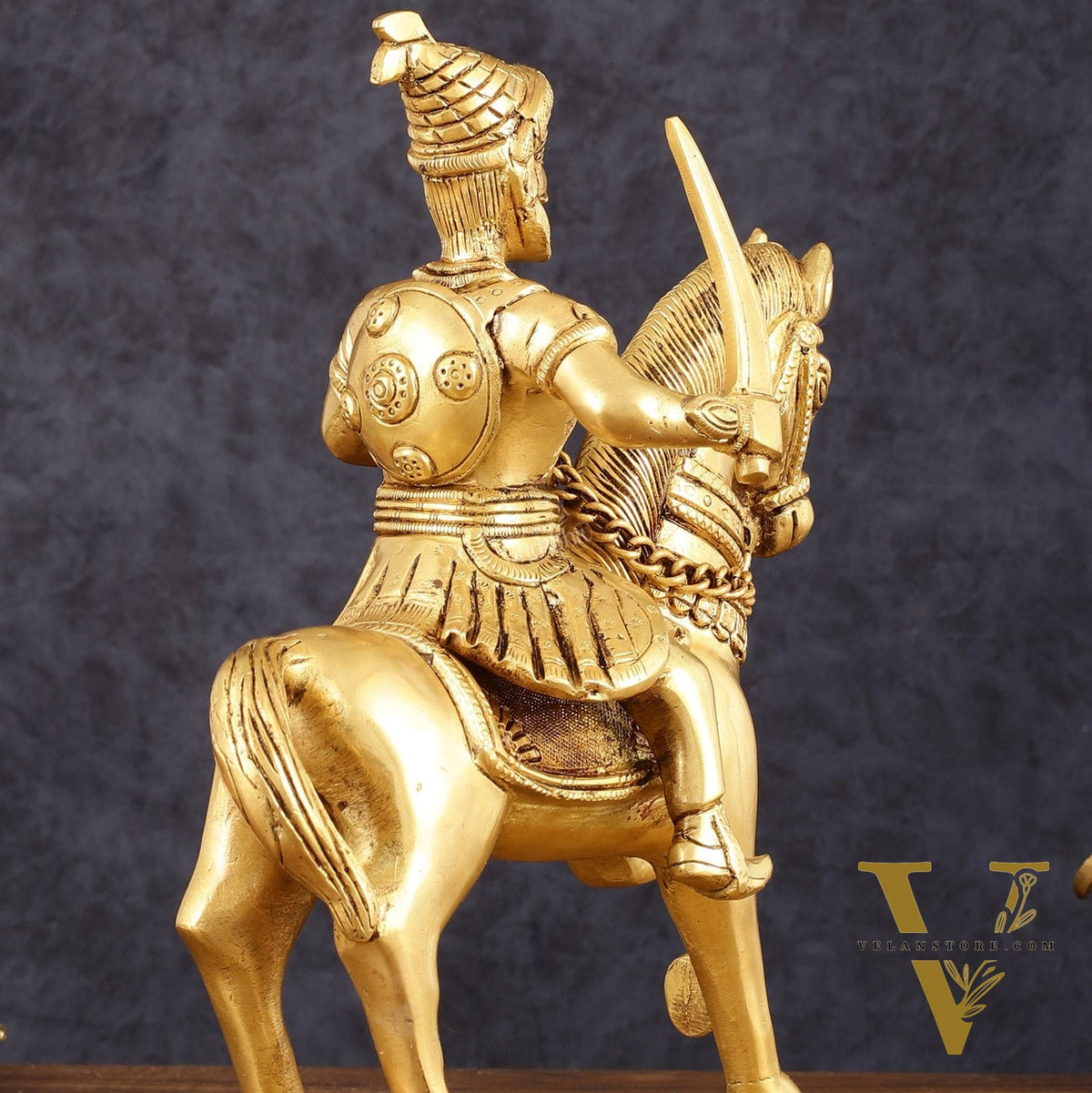 Pure Brass Chhatrapati Shivaji Maharaj Sitting on Horse Statue - 10.5" Height