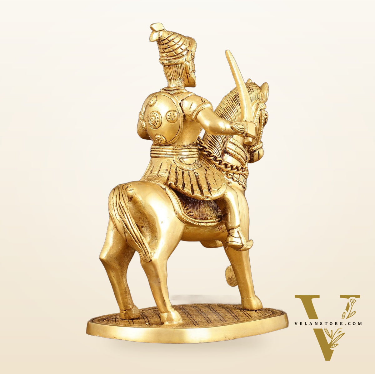 Pure Brass Chhatrapati Shivaji Maharaj Sitting on Horse Statue - 10.5" Height