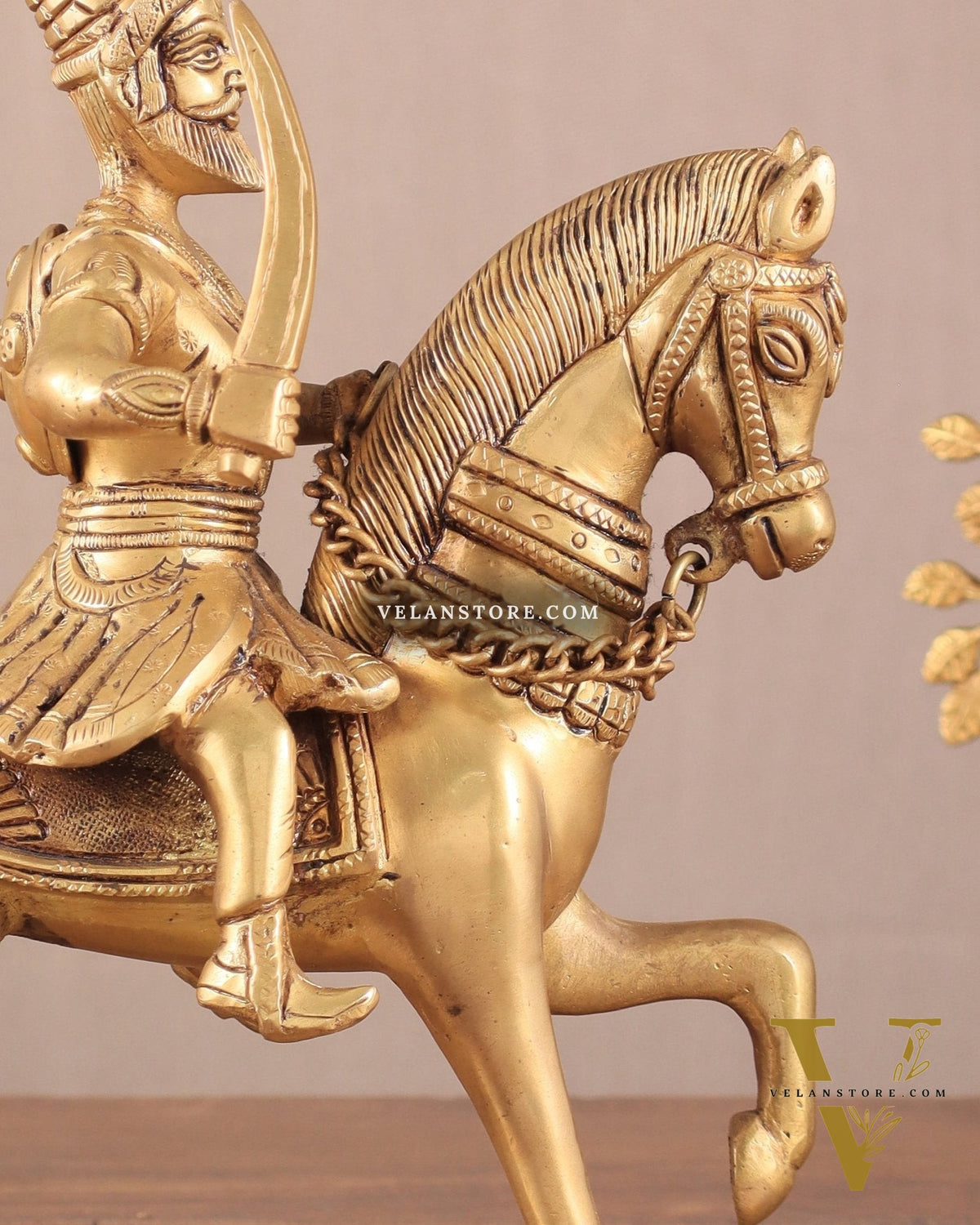 Pure Brass Chhatrapati Shivaji Maharaj Sitting on Horse Statue - 10.5" Height