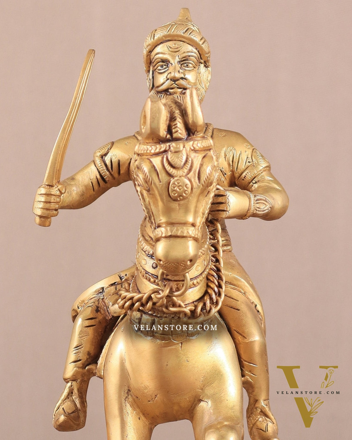Pure Brass Chhatrapati Shivaji Maharaj Sitting on Horse Statue - 10.5" Height