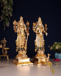 Pure Brass Chola Style Vishnu Set – Vishnu with Garuda & Lakshmi | 14 Inch