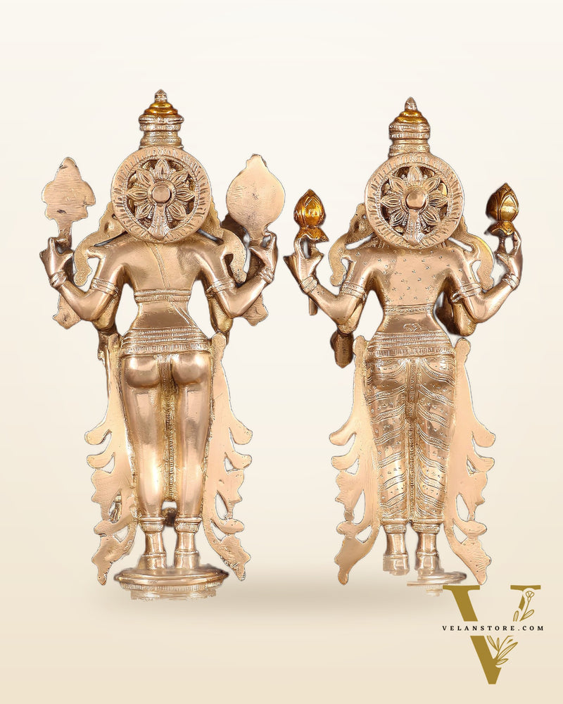 Pure Brass Chola Style Vishnu Set – Vishnu with Garuda & Lakshmi | 14 Inch