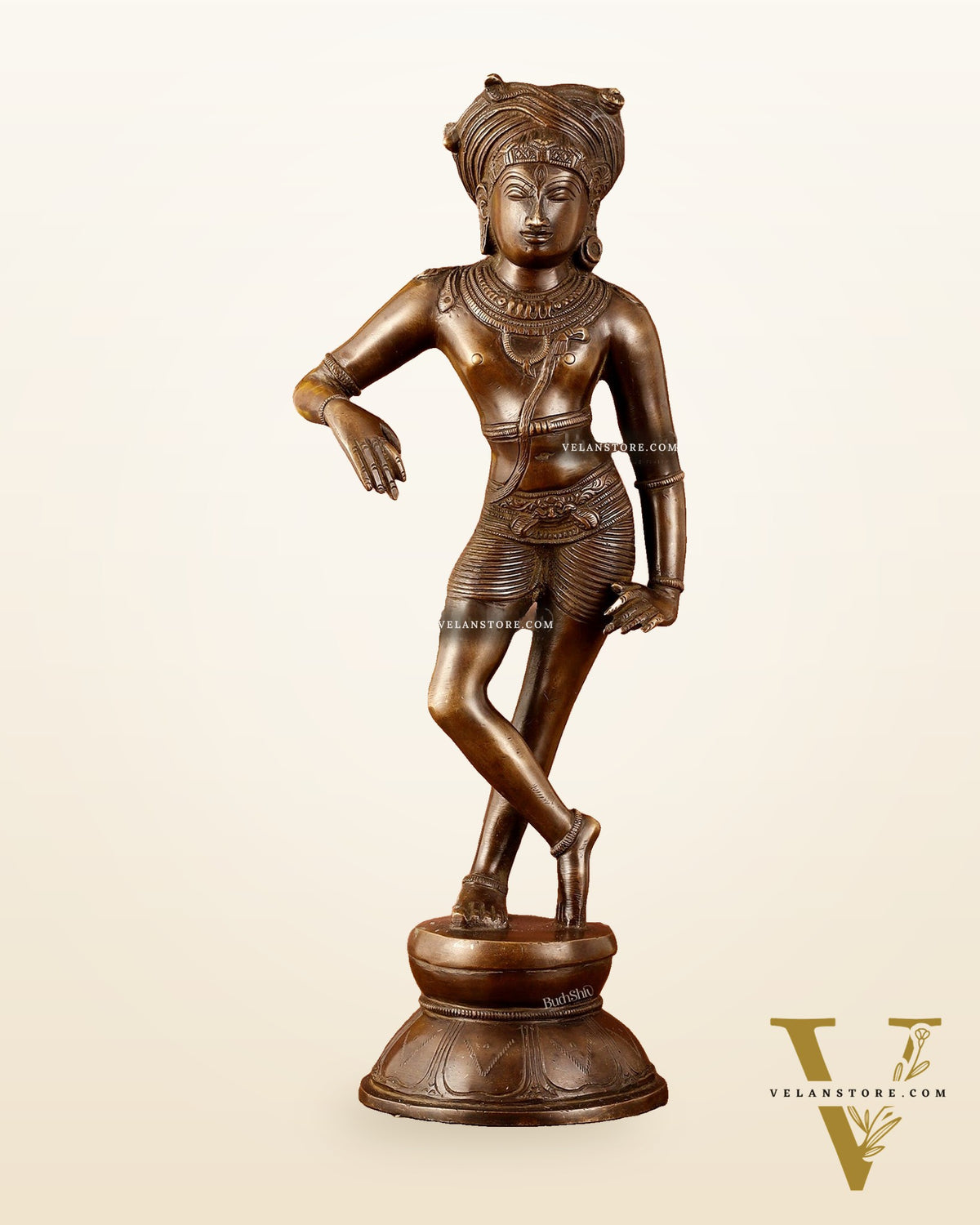 Pure Brass Chola-Style vrishava vahan Shiva Statue – Shirastraka Turban Design 15 inch