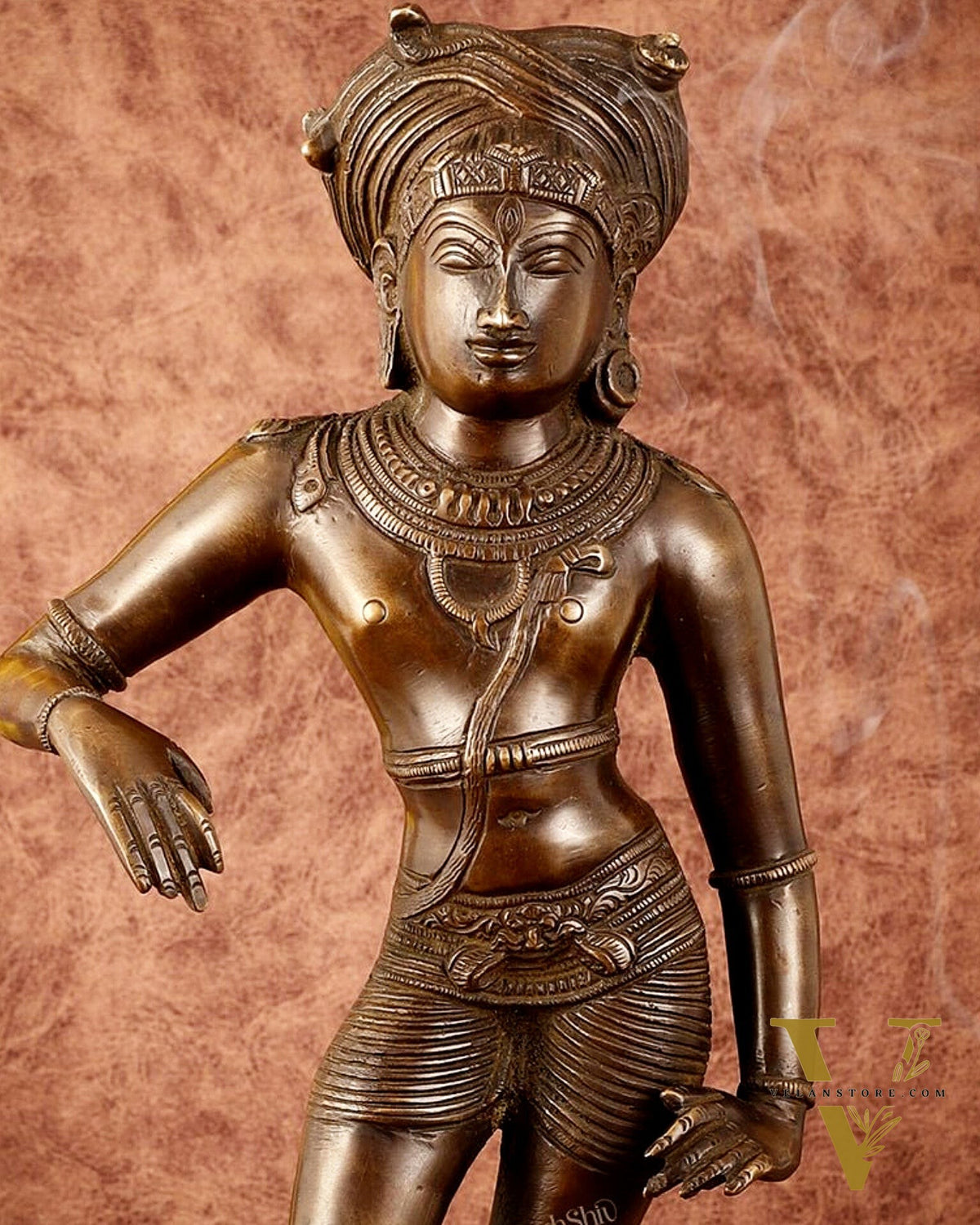 Pure Brass Chola-Style vrishava vahan Shiva Statue – Shirastraka Turban Design 15 inch