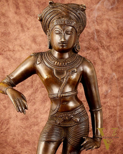 Pure Brass Chola-Style vrishava vahan Shiva Statue – Shirastraka Turban Design 15 inch