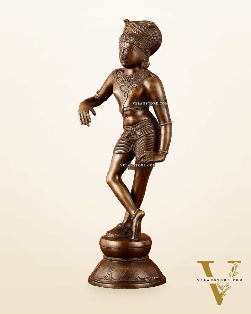 Pure Brass Chola-Style vrishava vahan Shiva Statue – Shirastraka Turban Design 15 inch