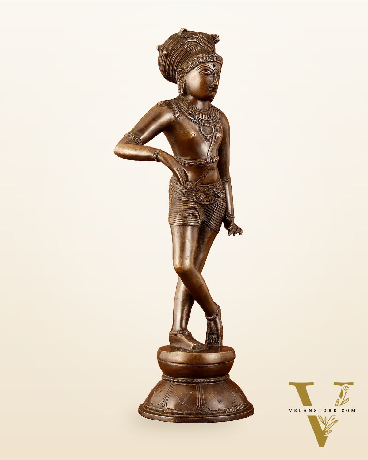Pure Brass Chola-Style vrishava vahan Shiva Statue – Shirastraka Turban Design 15 inch